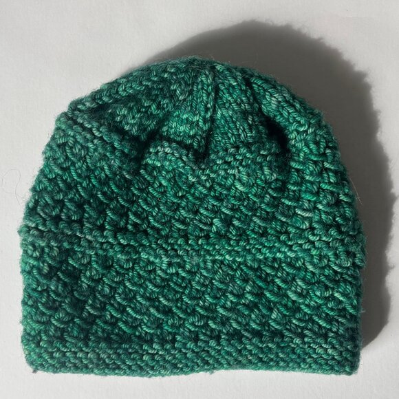 Hand Knit Toddler Emerald Green Hat - Picture 1 of 3